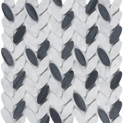 Black n White Elyptic Herringbone Mosaic