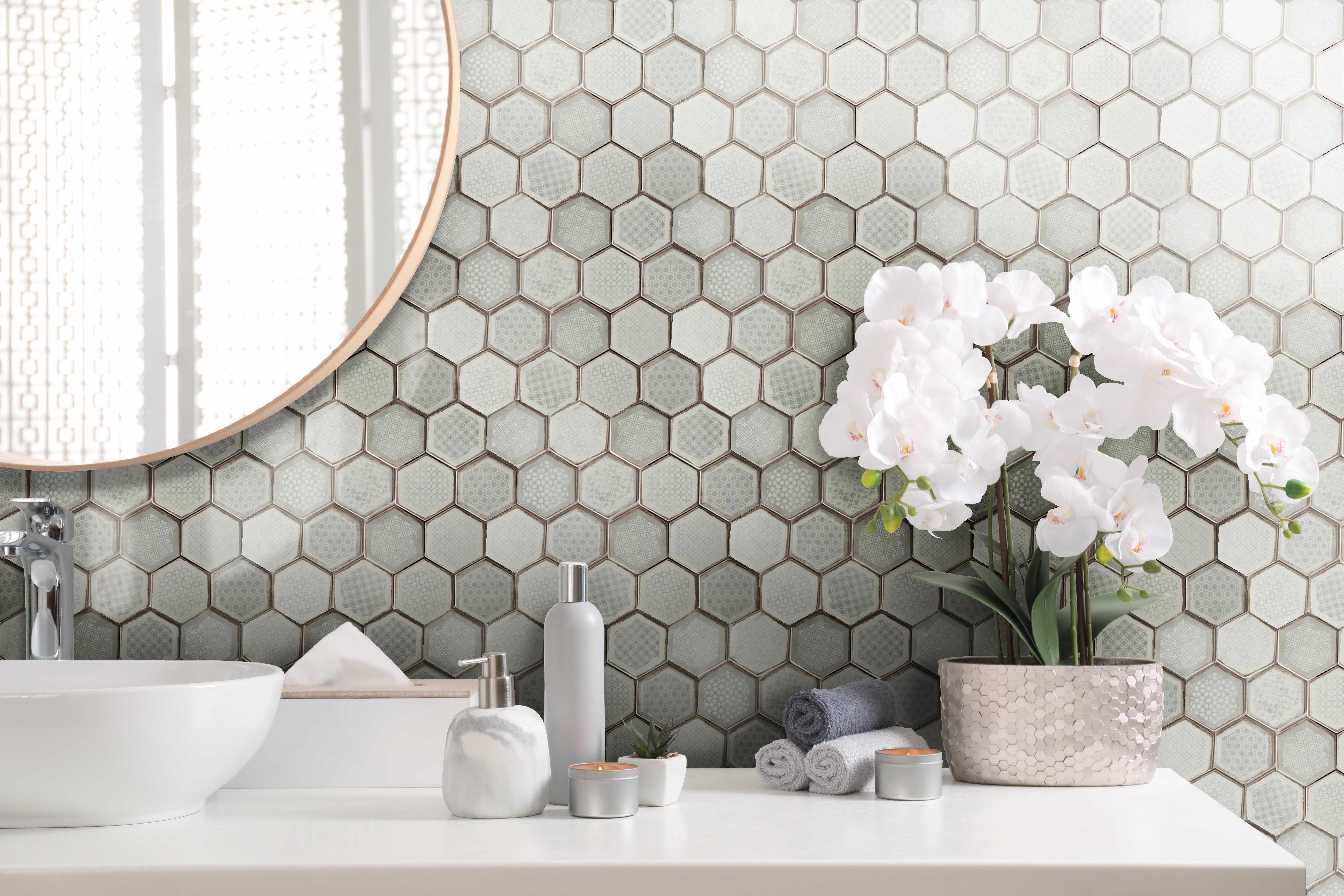 Bathroom with Sink and Decor White Sterling Firenze