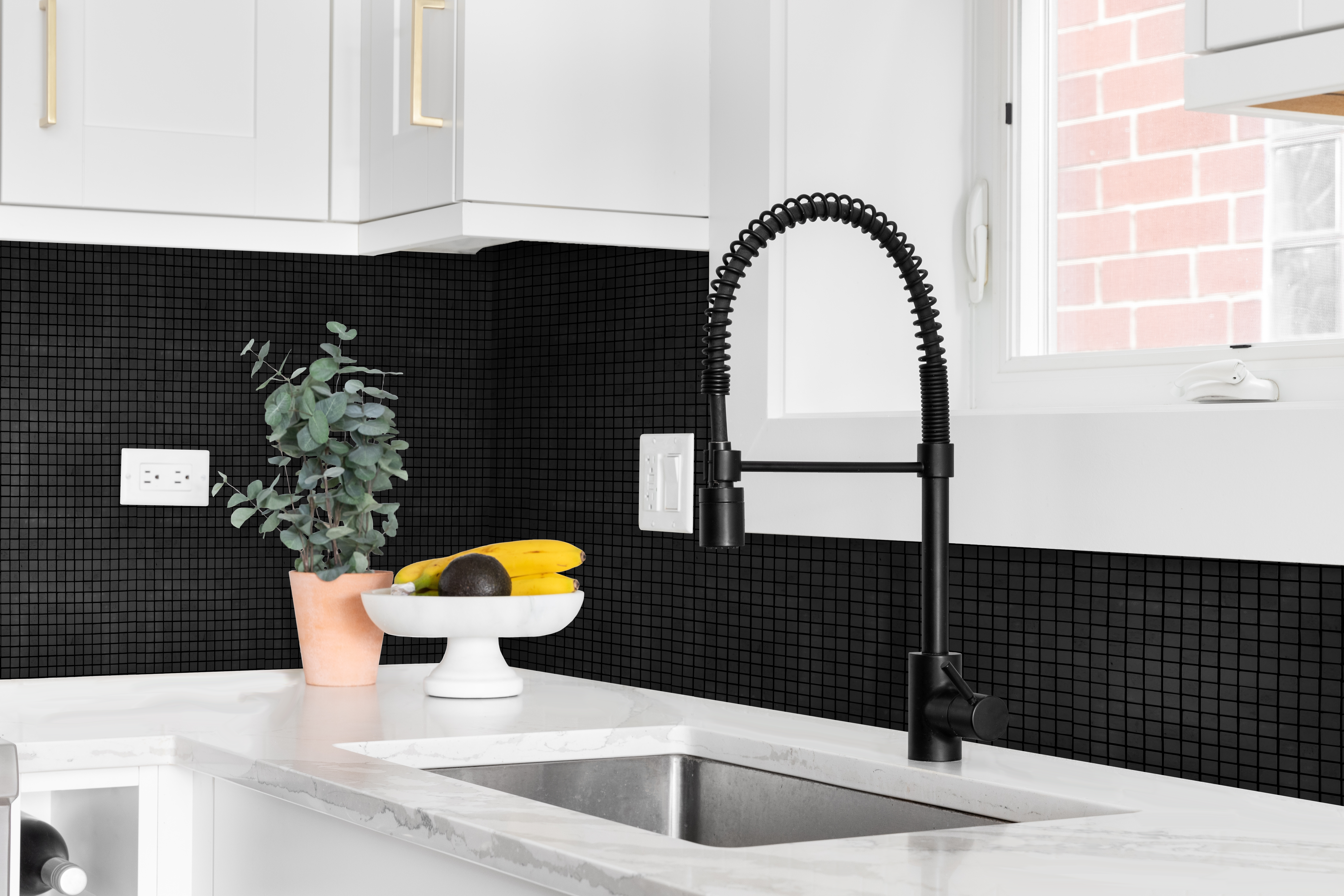 Kitchen Corner with Sink White Nero Marquina Micro Marble Kitchen Corner with Sink White Nero Marquina Micro Marble