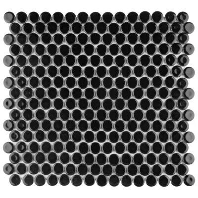 Black Glossy Porcelain Penny Round
