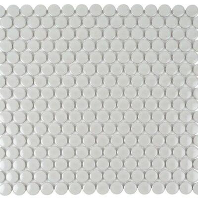 Pale Gray Glossy Porcelain Penny Round