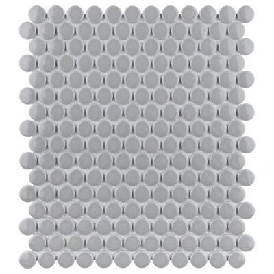 Medium Gray Glossy Porcelain Penny Round