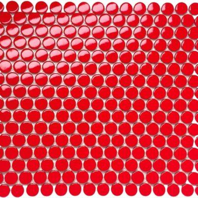 Red Glossy Porcelain Penny Round