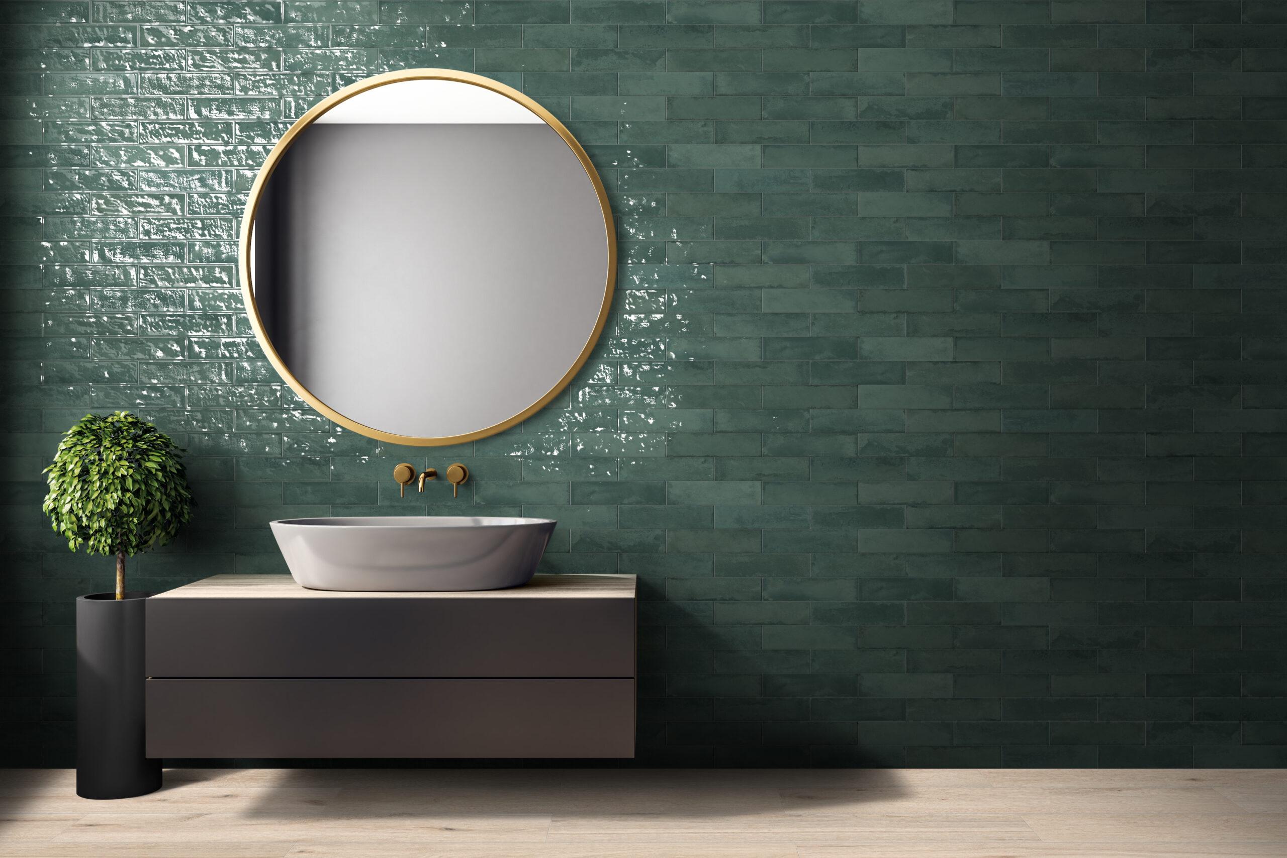 Modern black bathroom interior