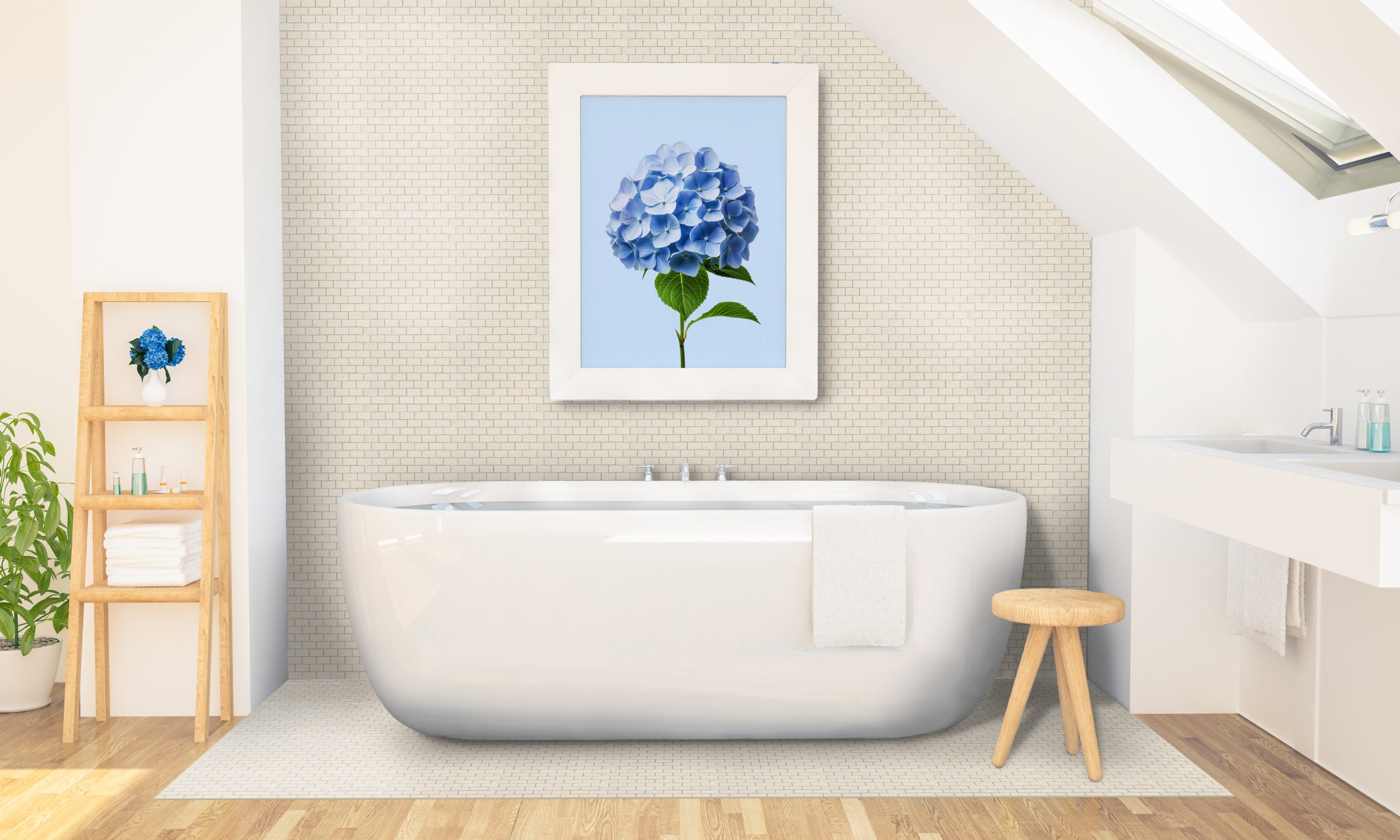 Metro Beige Texture 1×2 Brickset Bathroom Mockup Metro Beige Texture 1×2 Brickset Bathroom Mockup