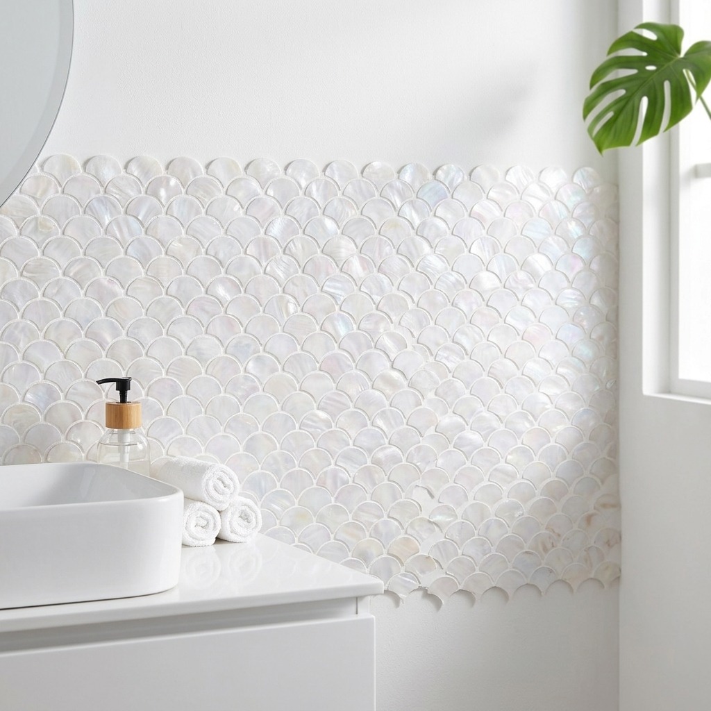 500-200 Scallop Crest – Super White_Bathroom Scene 1