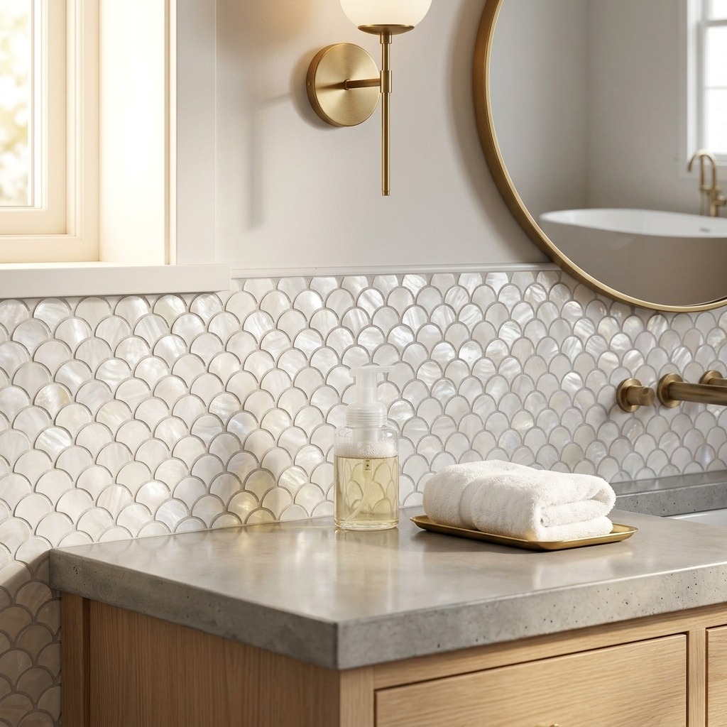 500-200 Scallop Crest – Super White_Bathroom Scene 2