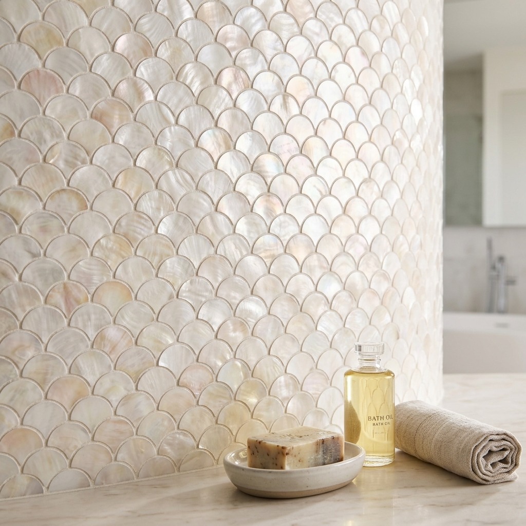 500-201 Scallop Crest – Natural_Bathroom Scene 1 500-201 Scallop Crest – Natural_Bathroom Scene 1