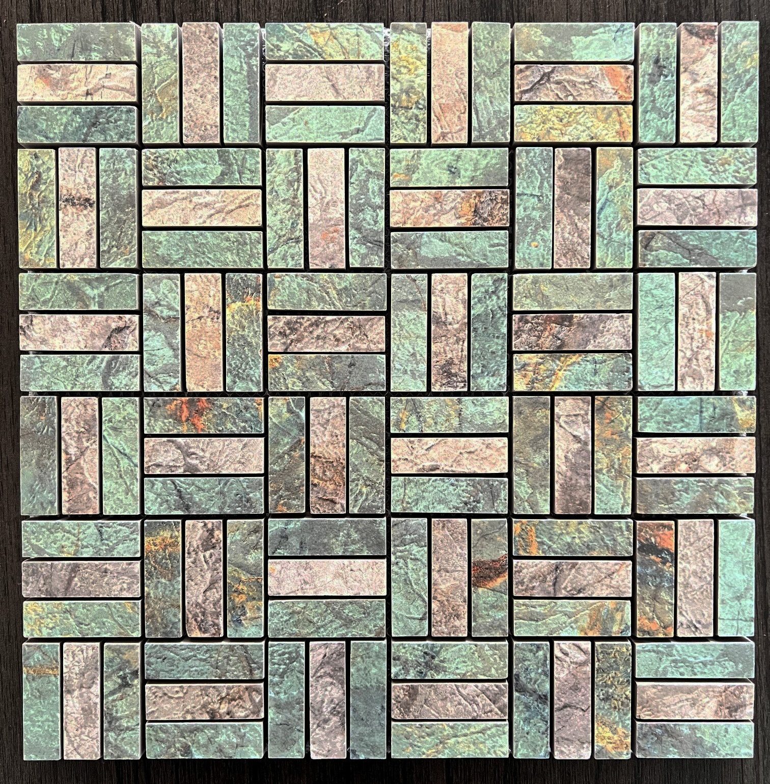 863-827 Riverwash Green & Grey Parquet 863-827 Riverwash Green & Grey Parquet
