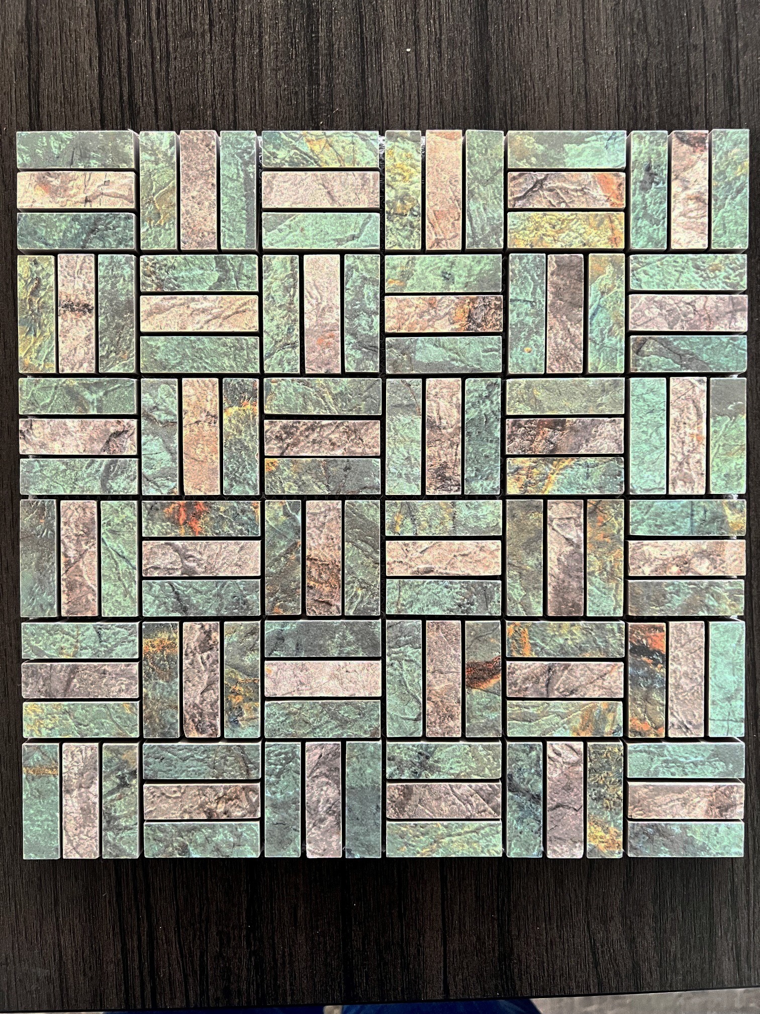863-827 Riverwash Green & Grey Parquet 863-827 Riverwash Green & Grey Parquet