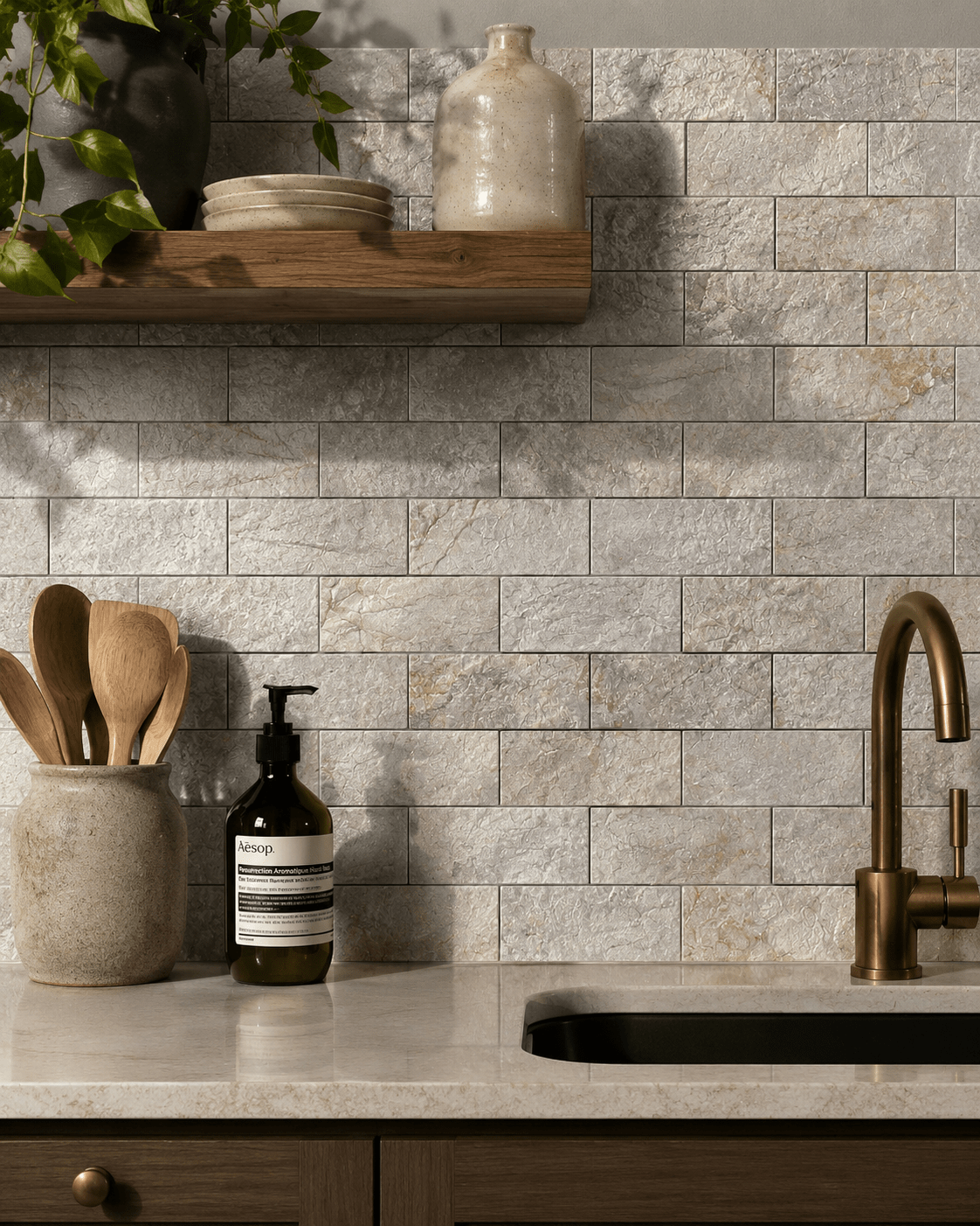 Riverwash Grey 2×4 Brickset Kitchen